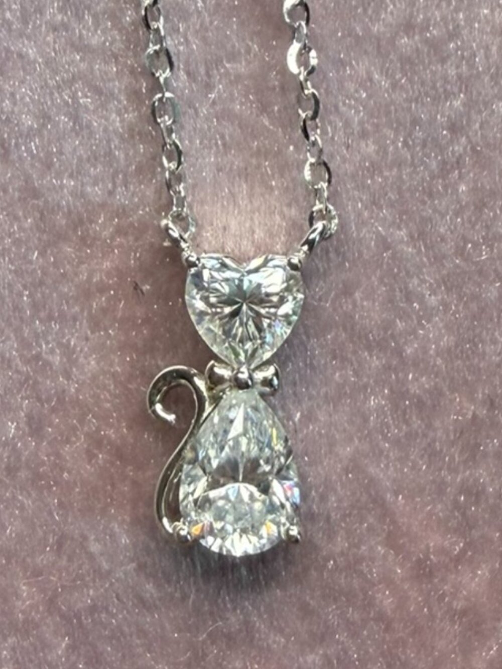 1.52 ct. Moissanite .925 Sterling Silver Cat Necklace